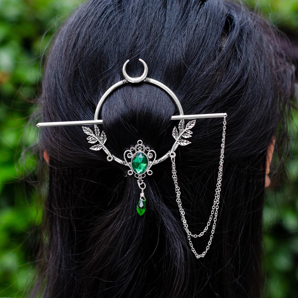 Witch Woodland Goddess Crescent Moon Dragonfly Hairstick Fairy Moon Dragonfly Insect Hair Barrette Hairclip For women Wicca