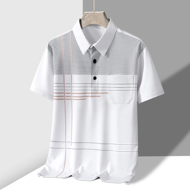 TFETTERS Summer Golf Wear Polo Shirt for Men Breathable Front Pocket Design Graphic Polo T-shirt Man New Collection 2025