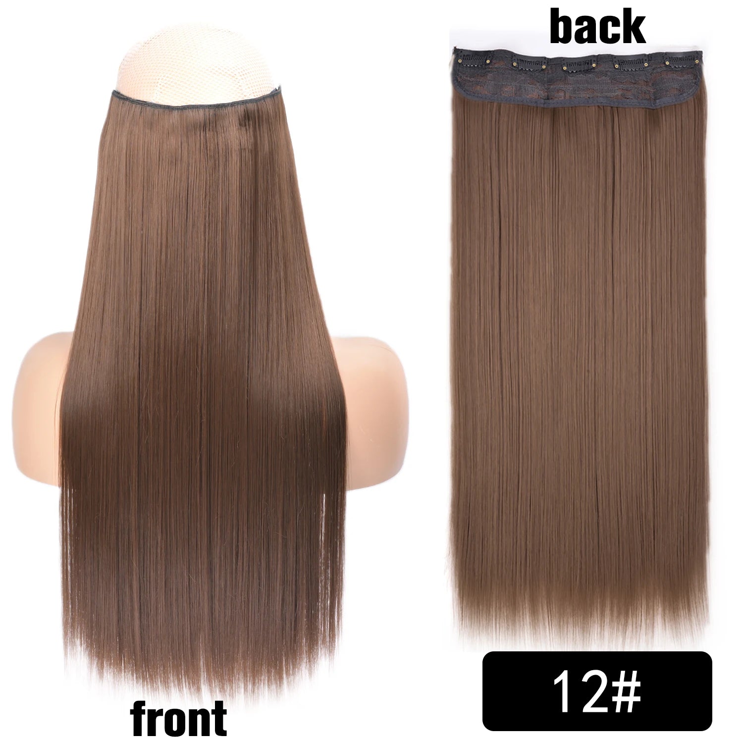5 Clip-In Hair Extensions Long Straight One Piece Synthetic Heat-Resistant Fibre Hairpiece 22Inch Black Blonde Natural Hairstyle