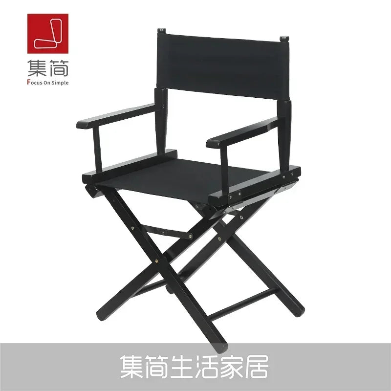Versatile Solid Wood Director Chair Folding Canvas High Stool Multipurpose Office Chair Makeup Chair Portable Seat Comfortable