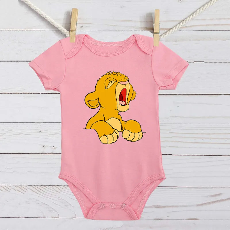 Baby Romper Cartoon The Lion King Kawaii Simba Fashion Toddler Clothes Cotton Short Sleeve Newborn Bodysuit Infant Jumpsuits