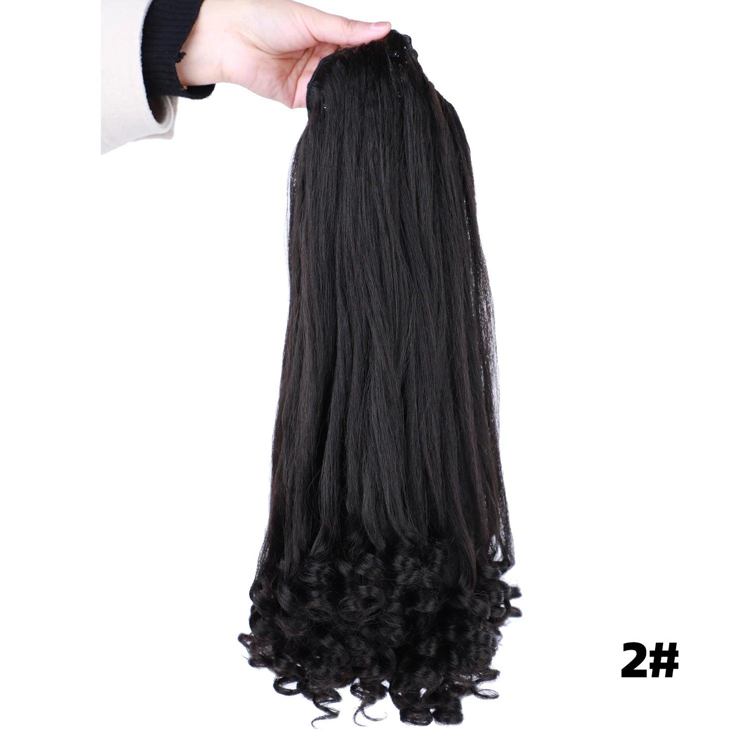 Lydia Tail Dancing Loose Curly Synthetic 20" Kinky Straight Hairpieces Two Plastic Comb Drawstring Ponytail Hair Extension Black