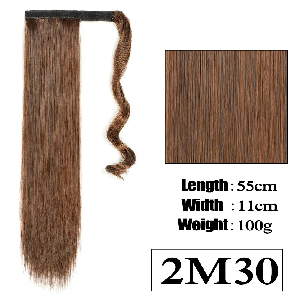 VIVIEIEI Ponytail Hair Extension 22 Inch 100g Natural Black Ponytail Extension Clip in Wrap Around Hair Extension Hairpieces