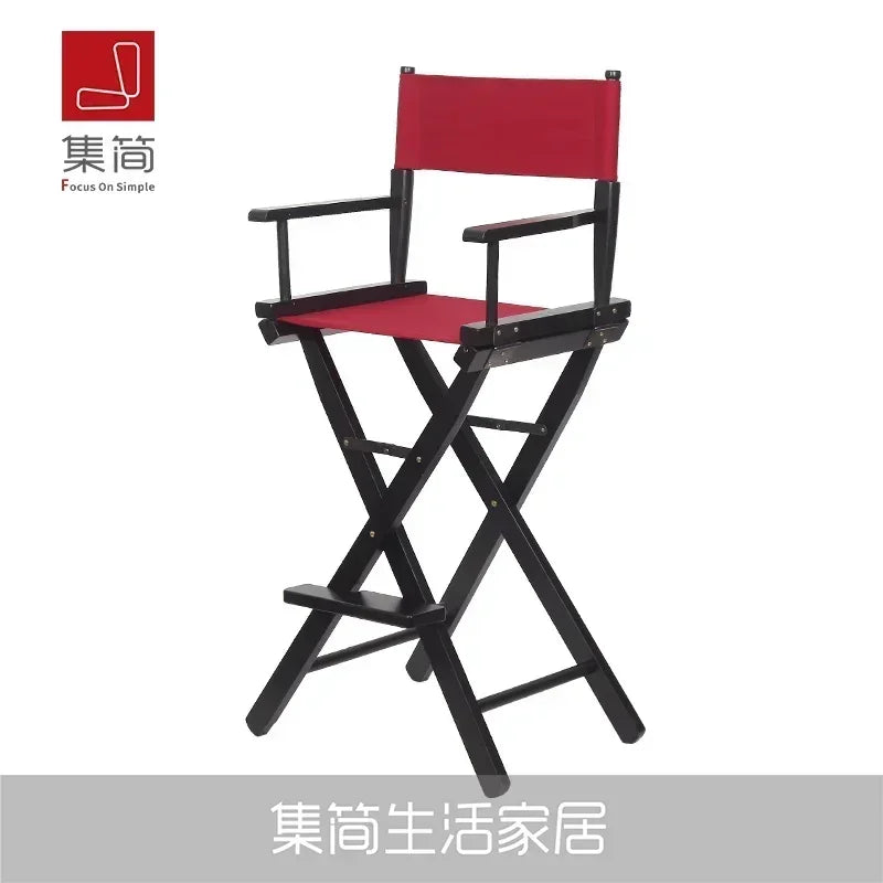 Versatile Solid Wood Director Chair Folding Canvas High Stool Multipurpose Office Chair Makeup Chair Portable Seat Comfortable