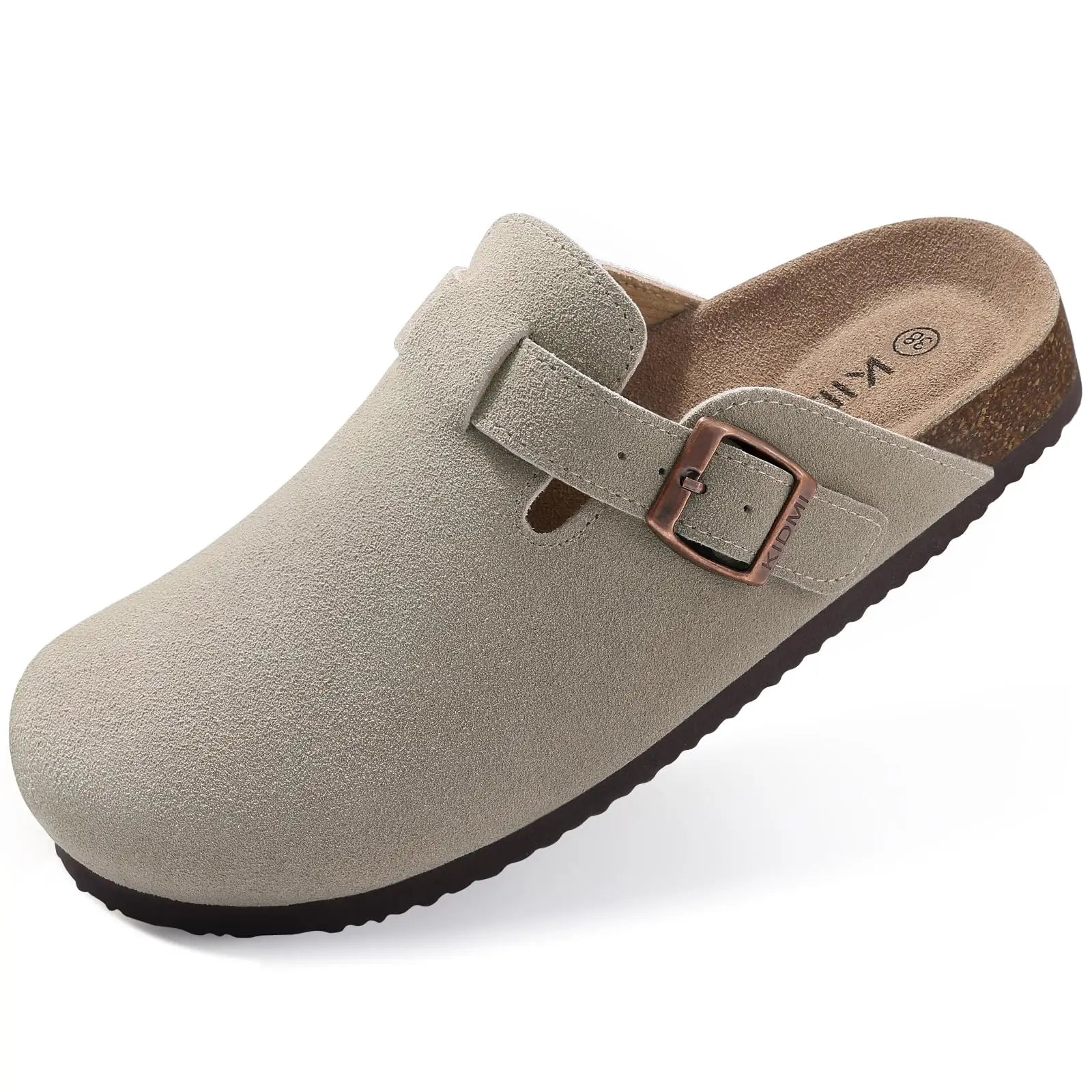 Kidmi Classic Cork Suede Slippers For Women Outdoor Cork Antiskid Men Mules New Women Cow Suede Clogs Shoes With Arch Support