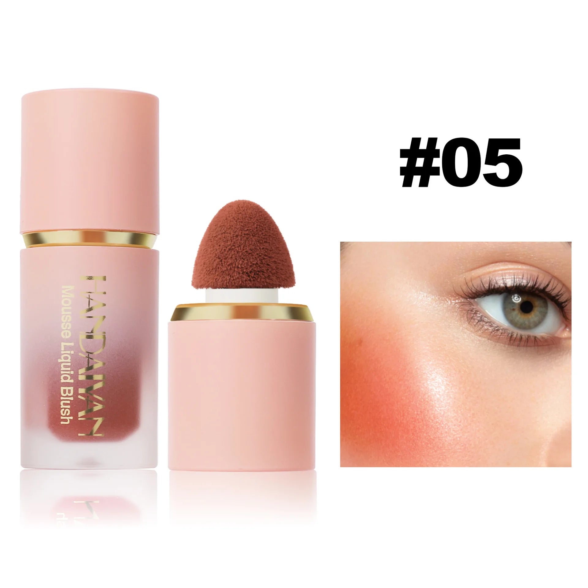 6 Colors Liquid Blush Sponge Brush Head Cute Makeup for Women Party Daily Use All Skin Types Waterproof Blush Stick Cosmetics