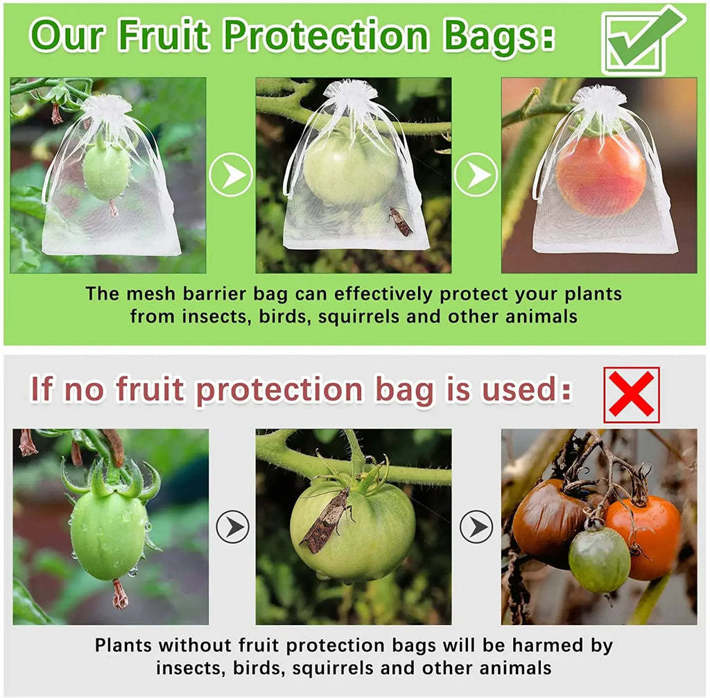 50/100PCS Grapes Protection Bags Garden Mesh Bags Agricultural Orchard Pest Control Anti-Bird Netting Fruit Vegetable Bags