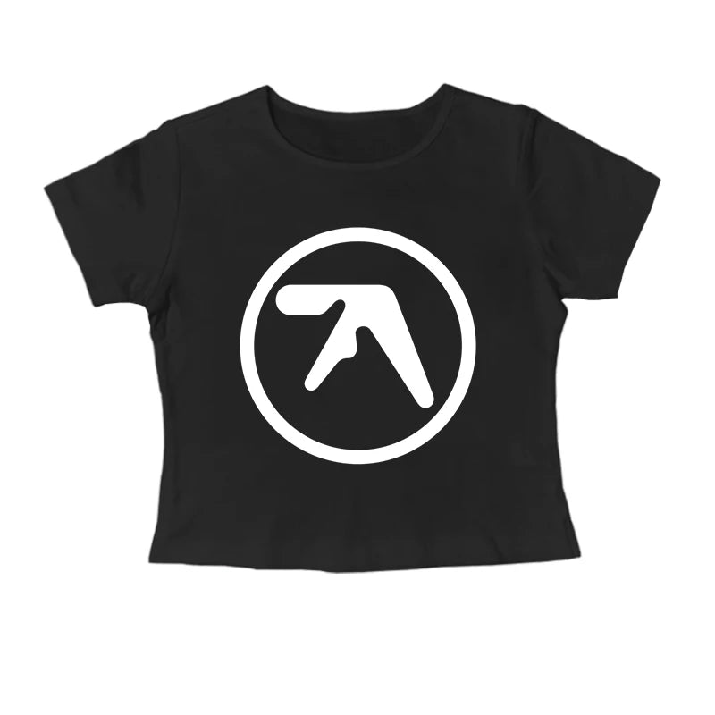 Punk Aphex Twin Print T-Shirt Crop Top Y2k