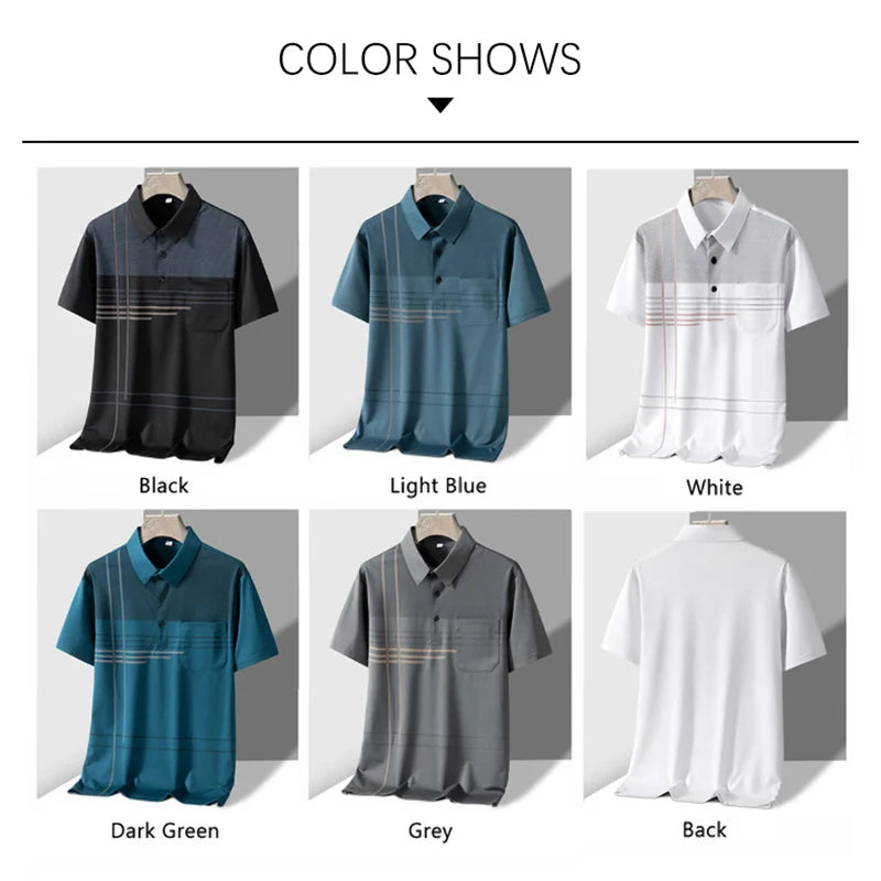 TFETTERS Summer Golf Wear Polo Shirt for Men Breathable Front Pocket Design Graphic Polo T-shirt Man New Collection 2025