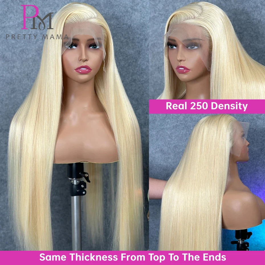 200 Density 360 Lace Front Wig Human Hair Brazilian Straight 613 Honey Blonde Wig Human Hair 13x6 13x4 Lace Frontal Wigs 38 Inch