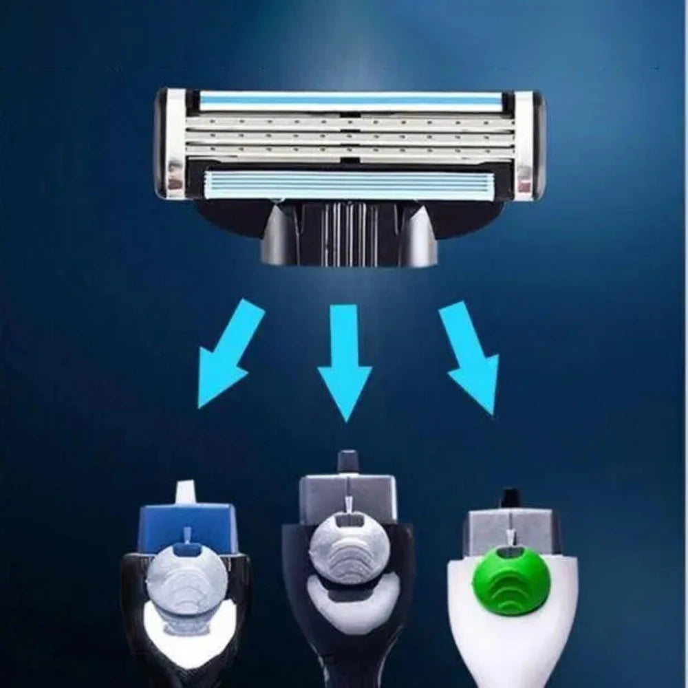 High quality replacement general purpose handle 3 layer blade razor head New Design Three layer dual color men's razor head