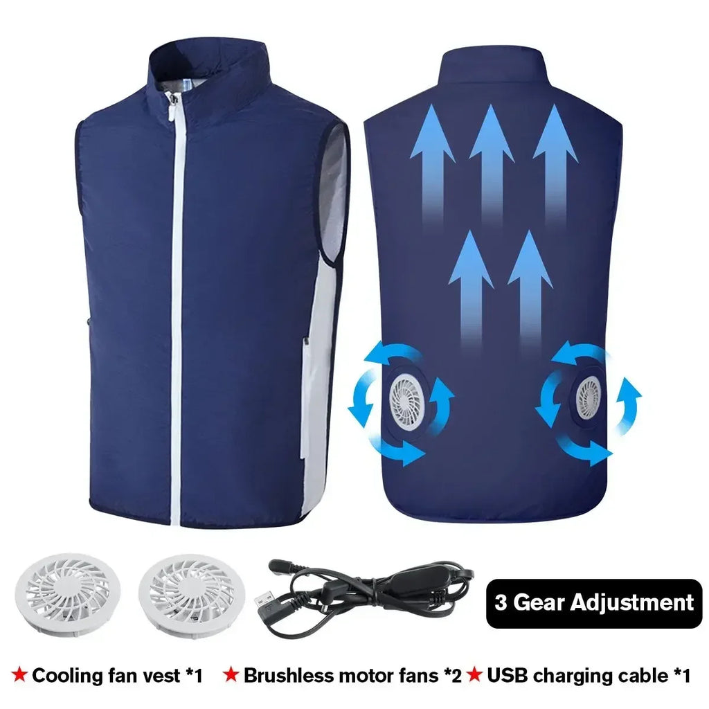 2024 Summer Fan Vest Men Cool and Cooling USB Cooling Outdoor Camping Air-conditioned Clothing Men Waterproof Sleeveless Jacket