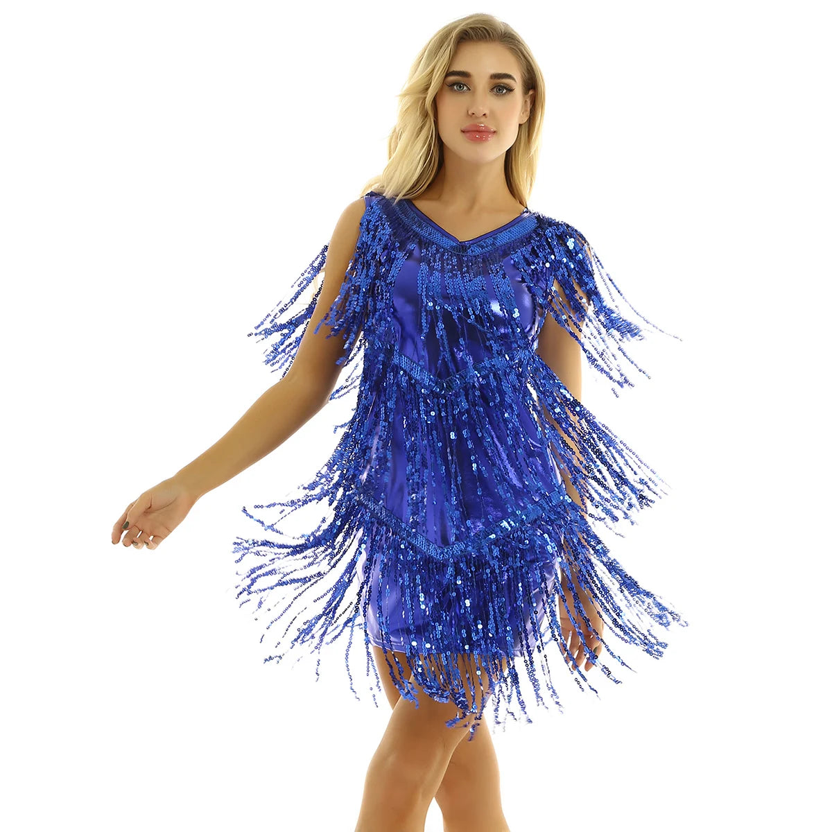 Tassel Fringe Sequin Latin Dance Dress Women Sexy Ballroom Salsa Tango Cha Cha Rumba Samba Outfits Dancewear