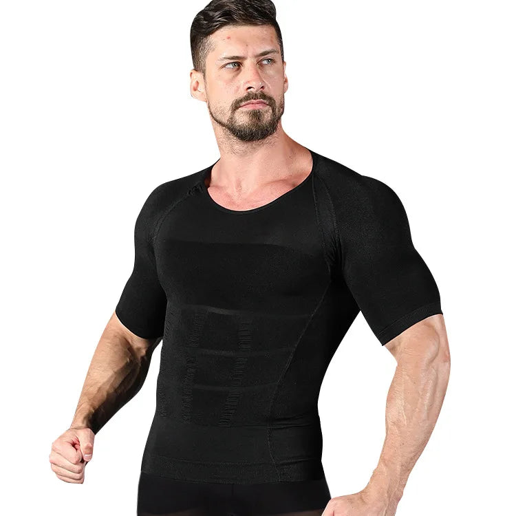Men's Body Shaper T-Shirts Short Sleeves Corset Stomach Body Shapers Sports Stretch Men's Shapewear Short Sleeves Tank Tops
