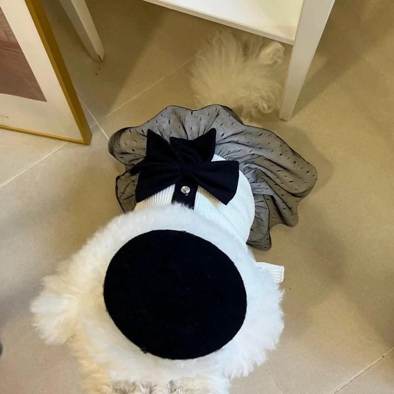 Luxury Dog Dress Lace Bow Skirt Small Dogs