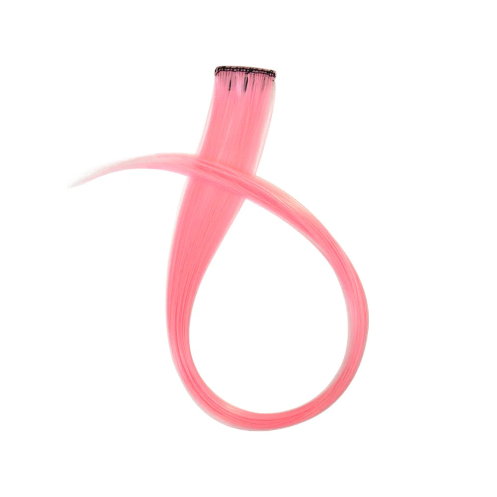 Colored Clip in Hair Extensions Straight Synthetic Hairpieces Colored Hair Extensions with 22 Inch Clip for Girls Braiding