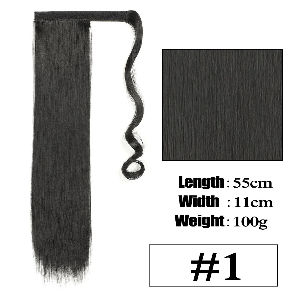 VIVIEIEI Ponytail Hair Extension 22 Inch 100g Natural Black Ponytail Extension Clip in Wrap Around Hair Extension Hairpieces