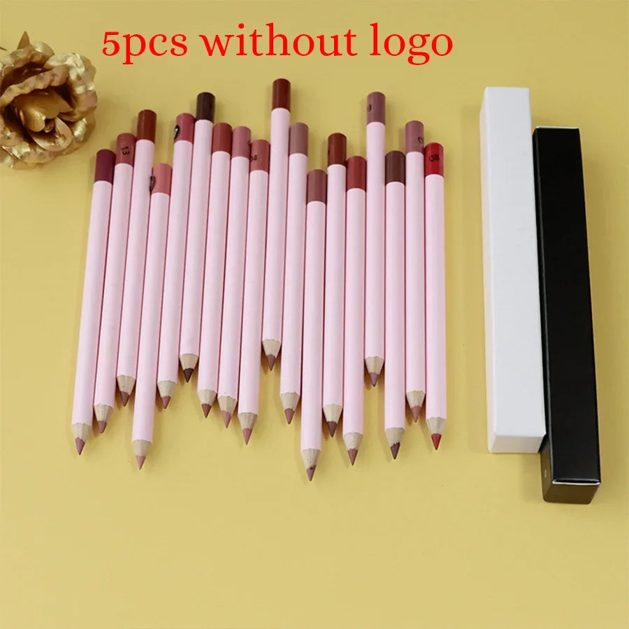 Private Label Pink Lip Liner Pencil Custom Logo Bulk 18-color Cosmetic Multi-functional Waterproof Pigment Lipstick Pen Makeup