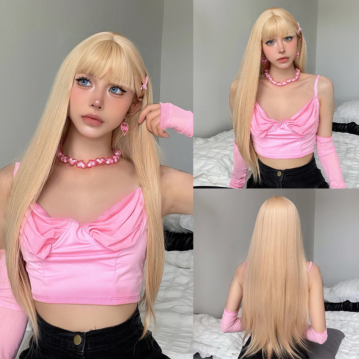 Light Blonde Straight Synthetic Wig - Long