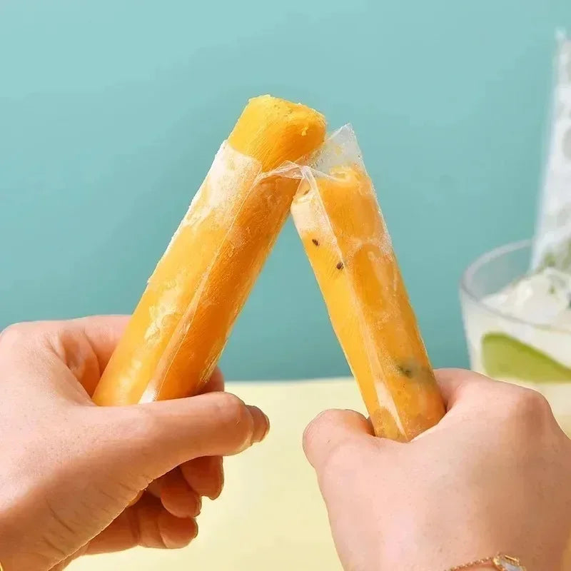 200/50Pcs Disposable Ice Popsicle Mold Bags DIY Fruit Juice Ice Lolly Bags Freezer Tube with Zip Seals for Yogurt Party Favors