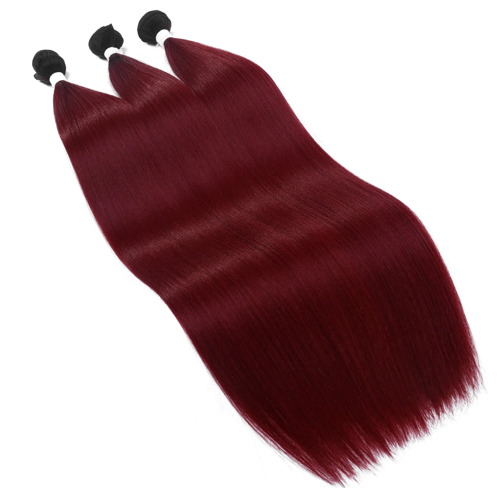 Straight Hair Bundle Super Long Synthetic Weave Hair Extension Fake Yaki Straight Hair Weaving Orange Color Full to End YunRong