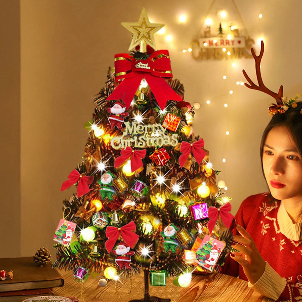 50cm Christmas Tree Set Christmas Decor With Lights Desktop Mini Christmas Tree Ornaments New Year Party Decoration Gift Navidad