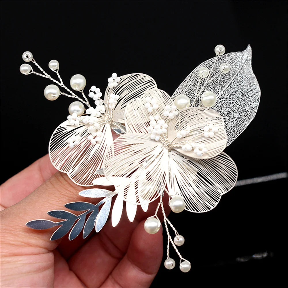 Bride Wedding Hair Comb Gold Flower Hairpin