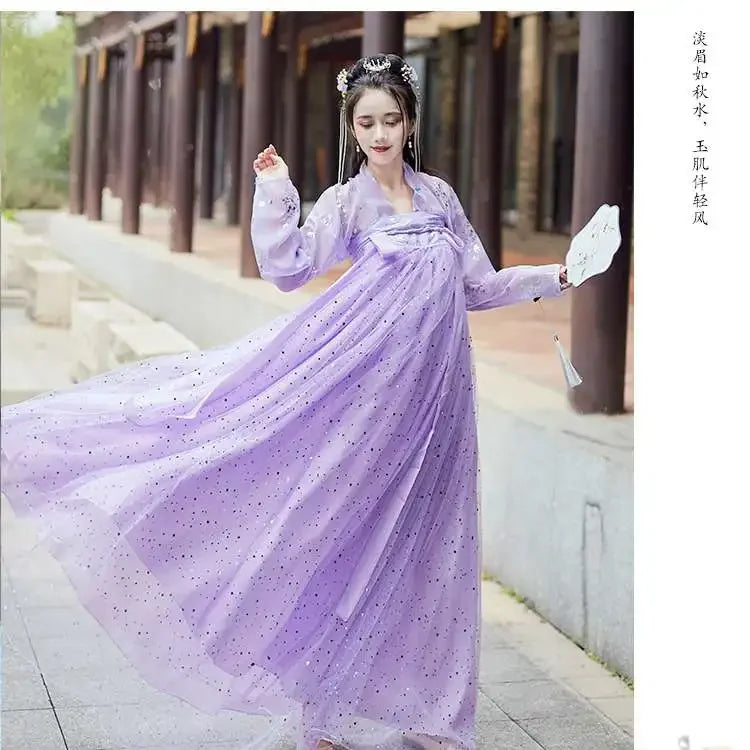 Summer Chinese Hanfu Princess Dress Women Fairy Folk with Kimono Female Dance Oriental Costume Chinese Clothes