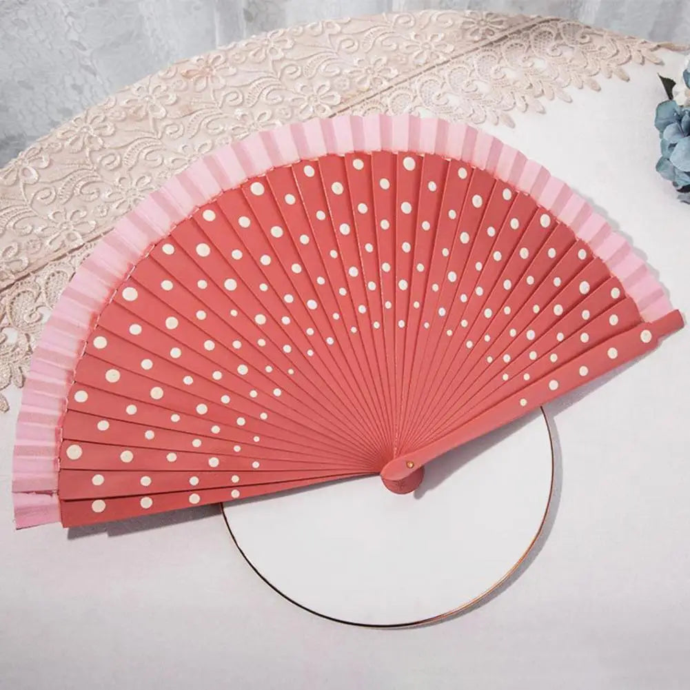 Dot Print Spanish Folding Fan Double-sided