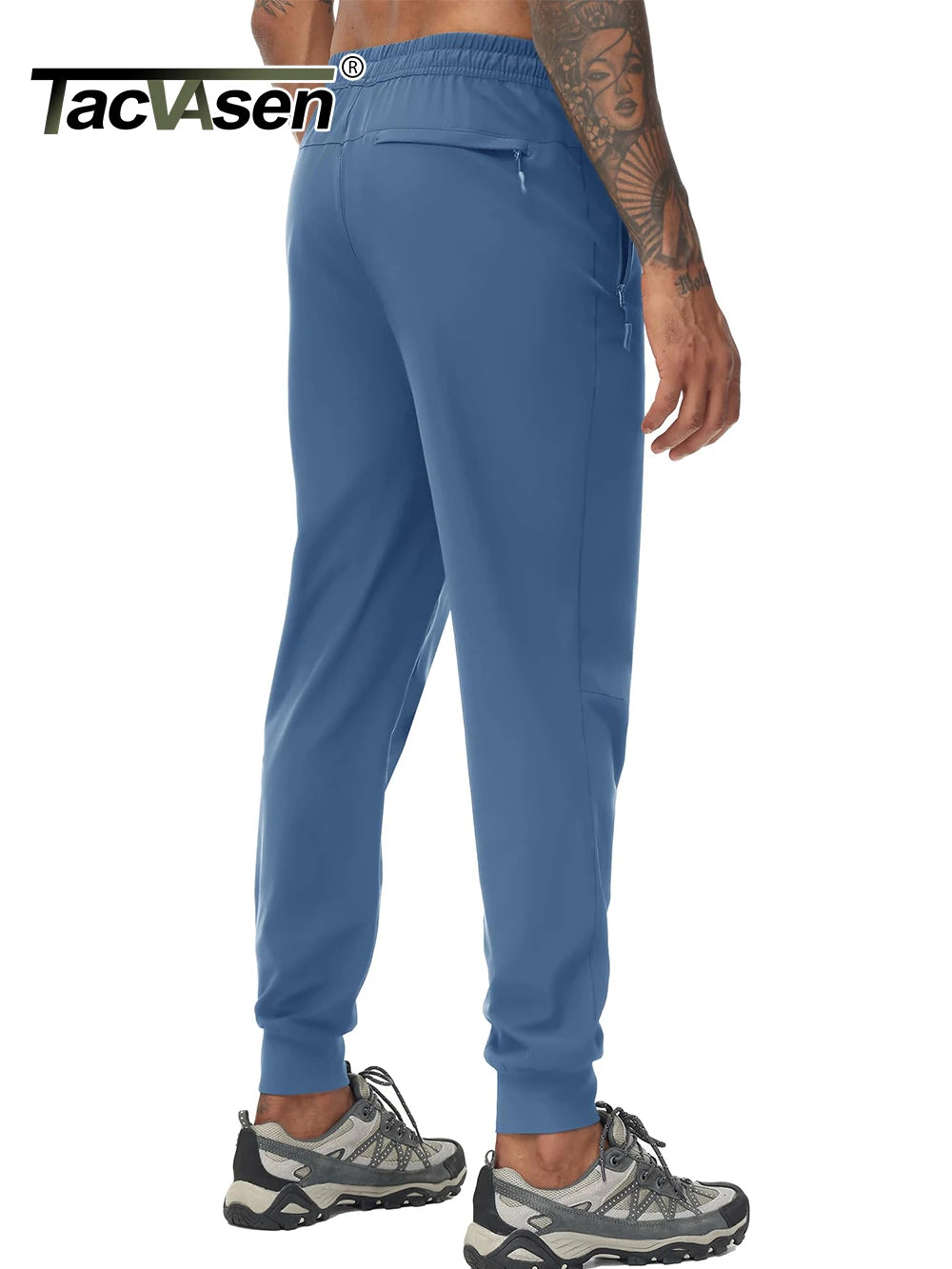 TACVASEN Summer Quick Dry Hiking Pants Mens Casual Zipper Pockets Sports Training Pants Outdoor Jogger Running Gym Work Trousers