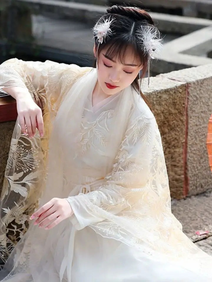 Lace Embroidery Hanfu Female Cosplay Costume Summer Breathable Fairy Chinese Style Dress National Dance Performance Clothing