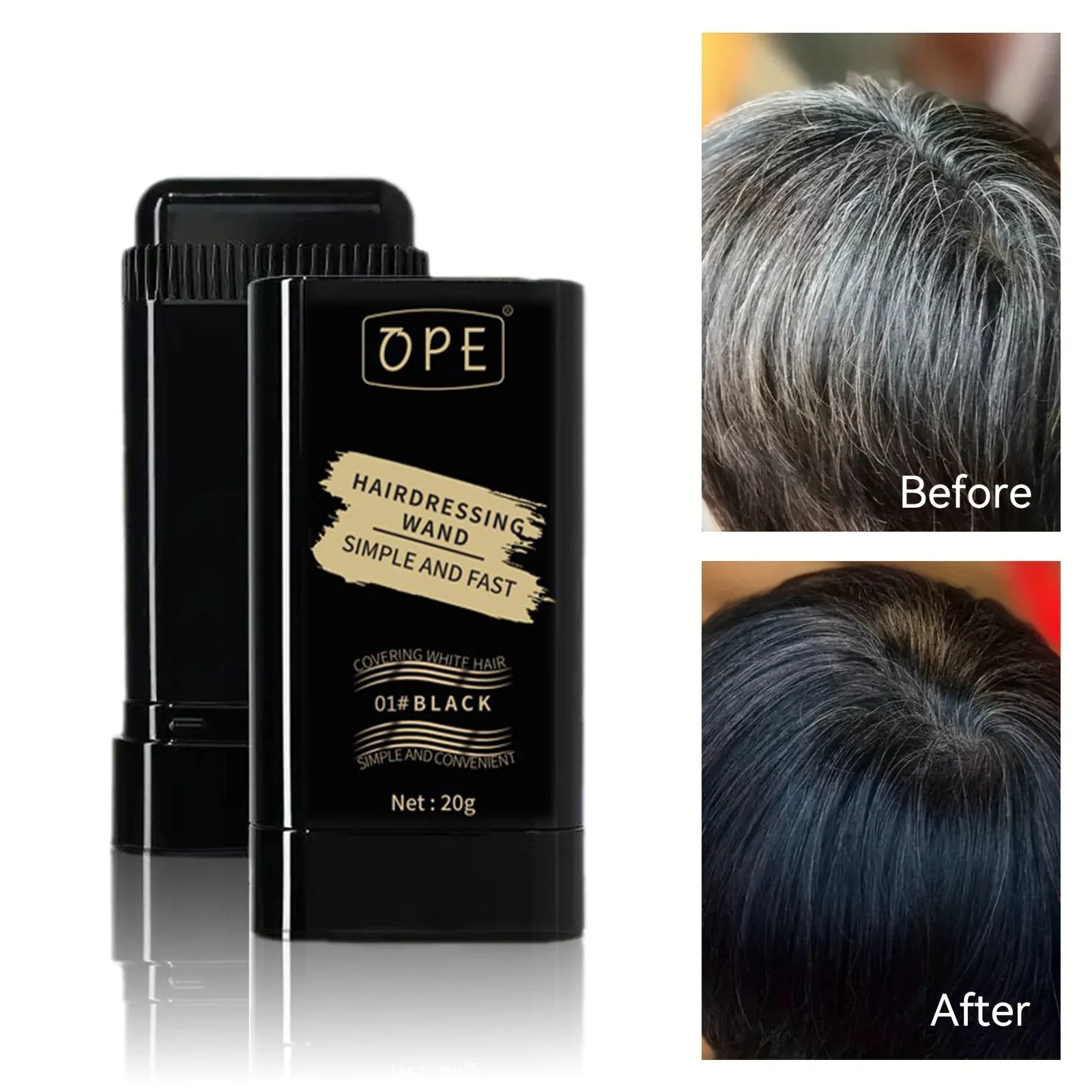 20g quick hair dye stick - permanent coverage, long-lasting effect, portable applicator brush design, touch up the color at home