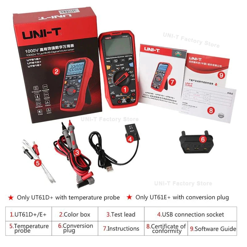 UNI-T UT61B UT61D UT61E Plus Smart Multimeter Analog & Digital Polymer Electrician Tester Voltmeter Ammeter Electric Multi Meter