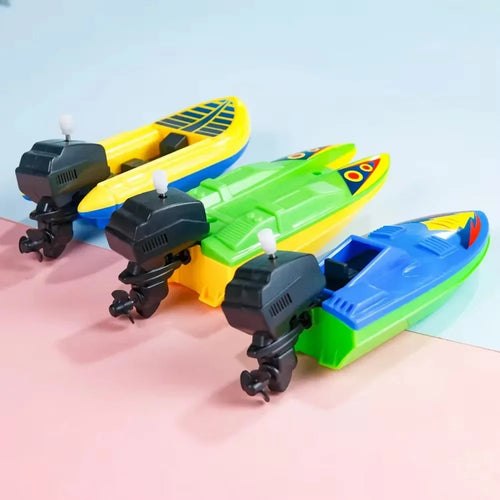 2Pcs Speed Boat Ship Wind Up Toy Float In Water Kids Toys Classic Clockwork Toy Summer Shower Bath Toys for Children' Gifts Toys