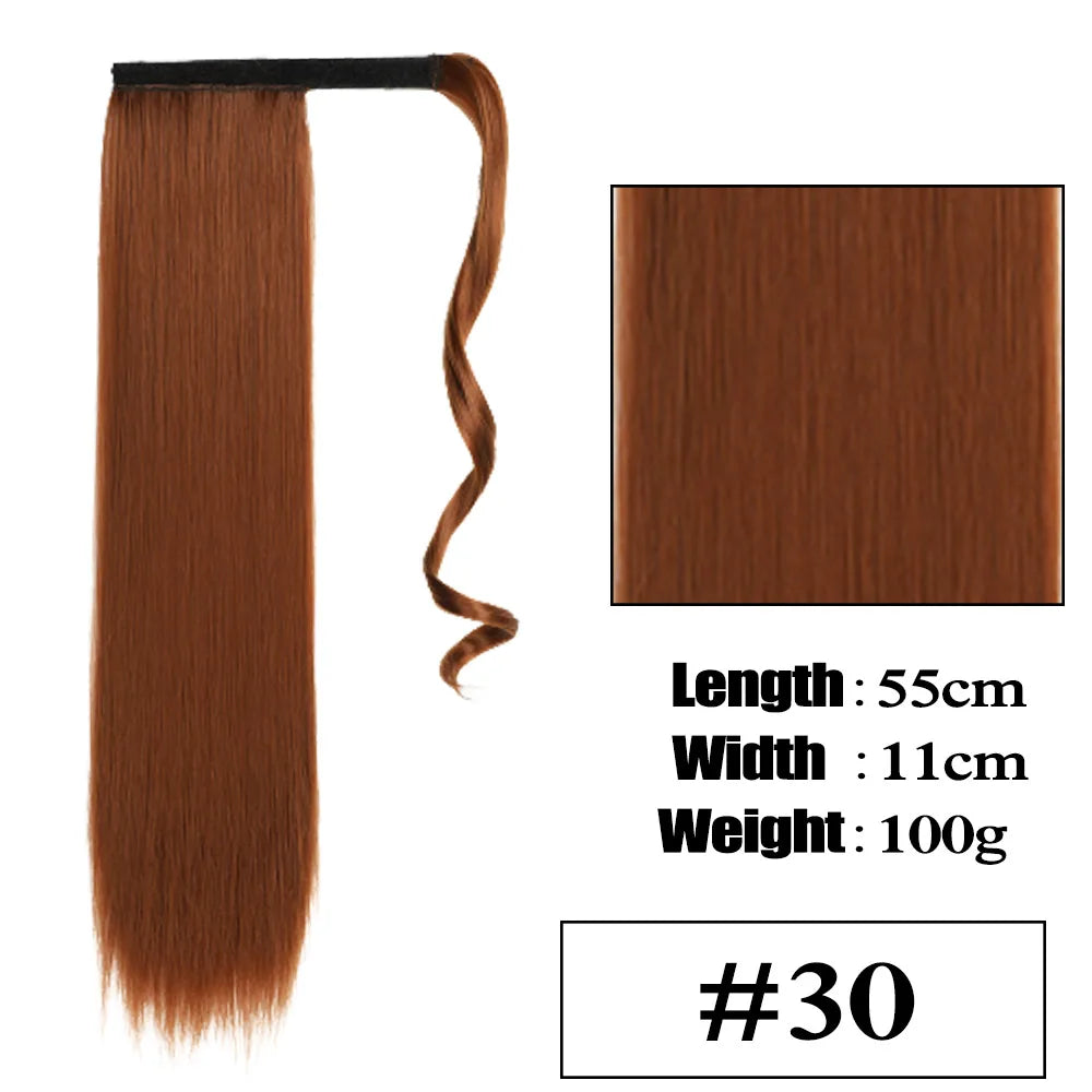 VIVIEIEI Ponytail Hair Extension 22 Inch 100g Natural Black Ponytail Extension Clip in Wrap Around Hair Extension Hairpieces