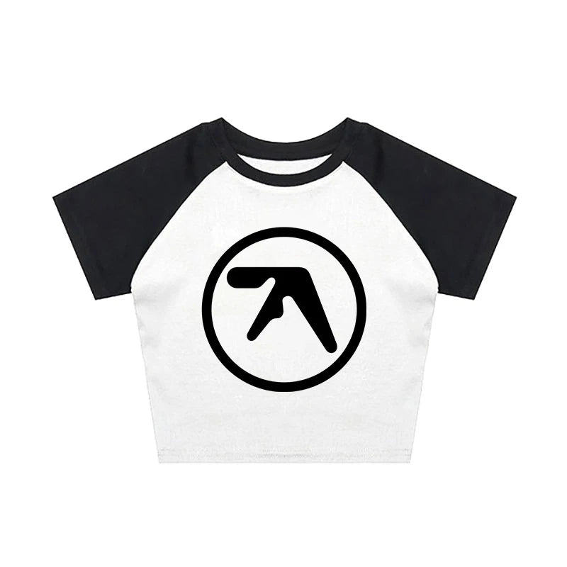 Punk Aphex Twin Print T-Shirt Crop Top Y2k