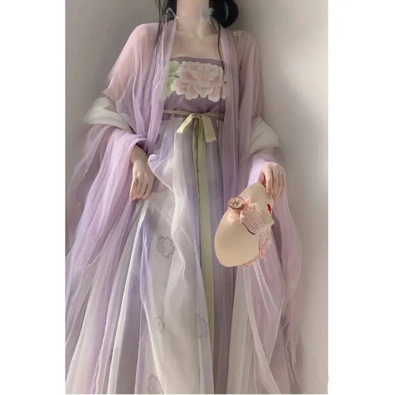 2023 New Hanfu China Ancient Traditional Hanfu Set Female Cosplay Costume Summer Big Sleeve Fairy Hanfu Loose Suit Chinese Dress