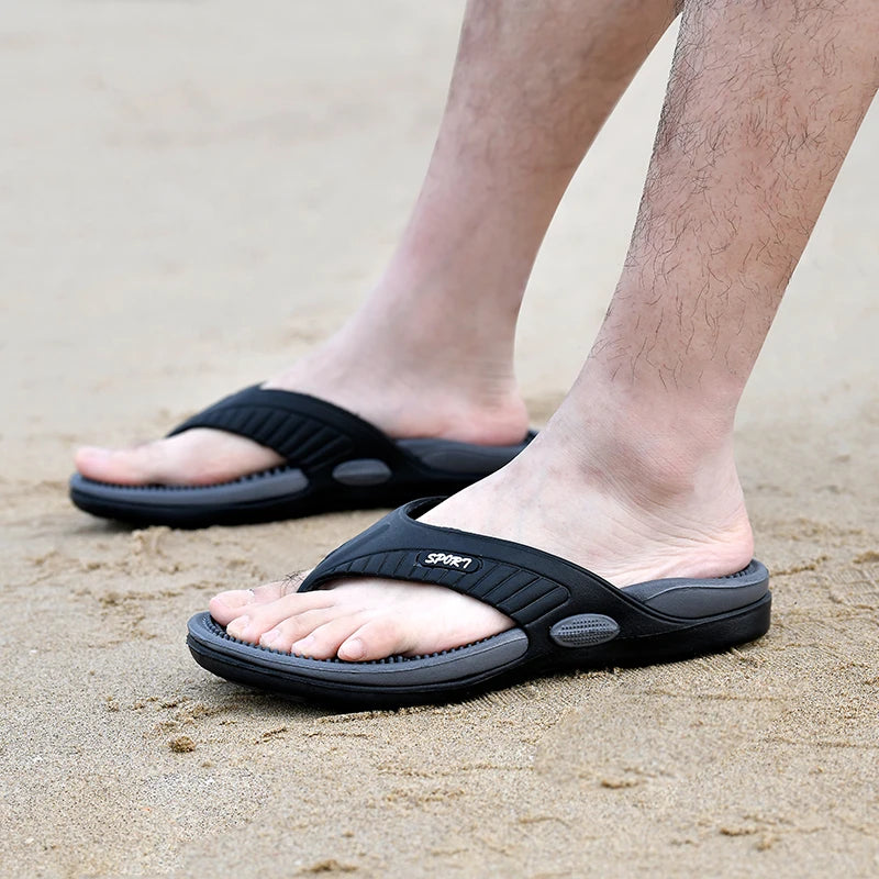 Jumpmore Men EVA Flip-flops Summer Men's Massage Slippers Beach Sandals Casual Shoes Size 40-45
