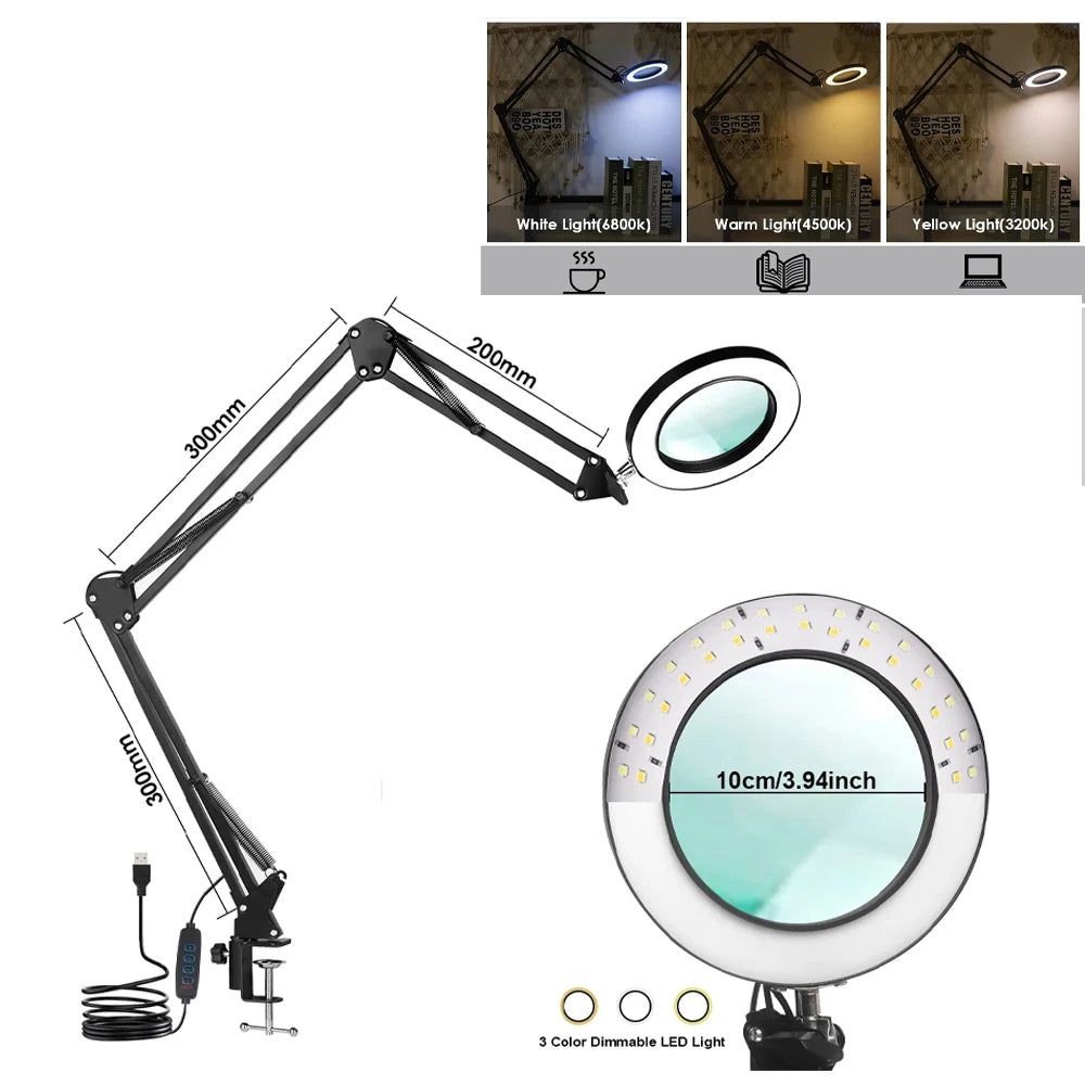 72LED Illuminated Magnifier 8X/10X USB