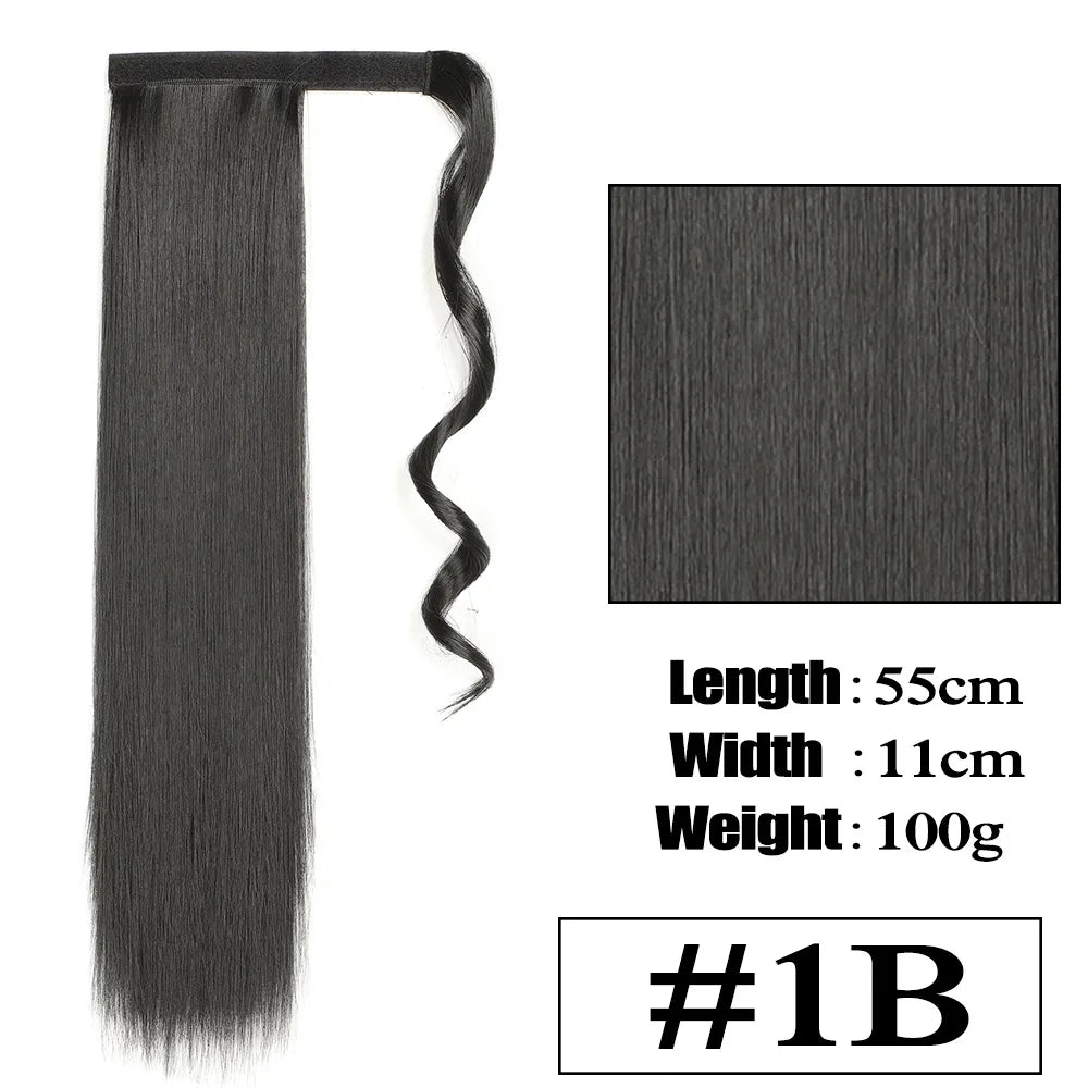 VIVIEIEI Ponytail Hair Extension 22 Inch 100g Natural Black Ponytail Extension Clip in Wrap Around Hair Extension Hairpieces