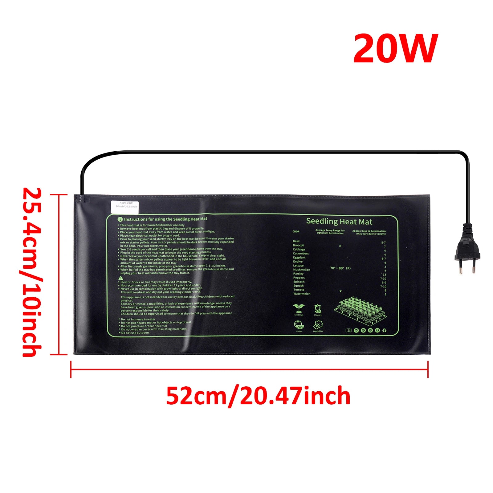 Seedling Heating Mat 20W Waterproof Plant Seed Germination Propagation Clone Starter Pad EU Plug Garden Supplies