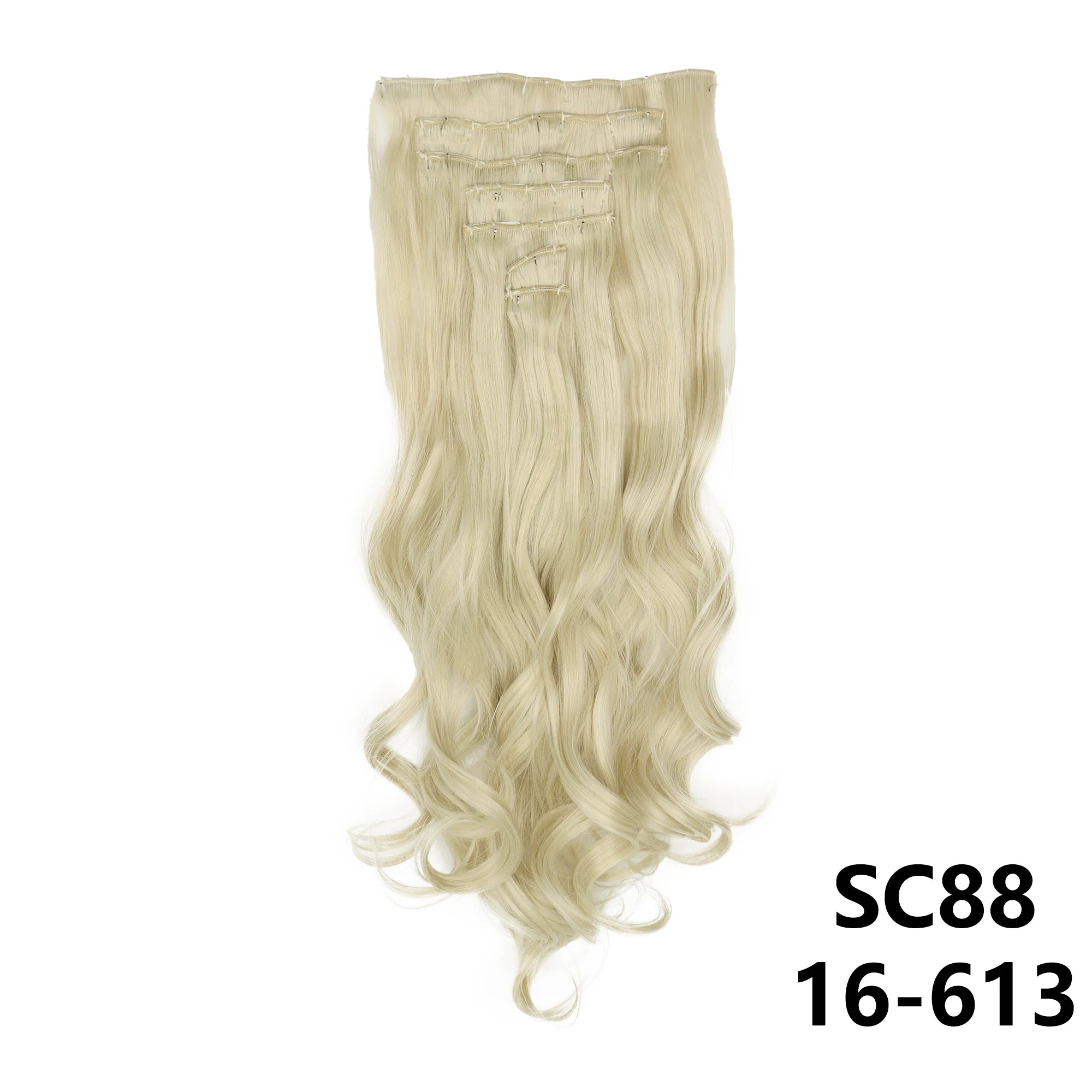 Long Straight Synthetic 16 Clips In Hair Extensions 7Pcs/Set High Temperature Fiber Black Brown Blonde Hairpiece For Women