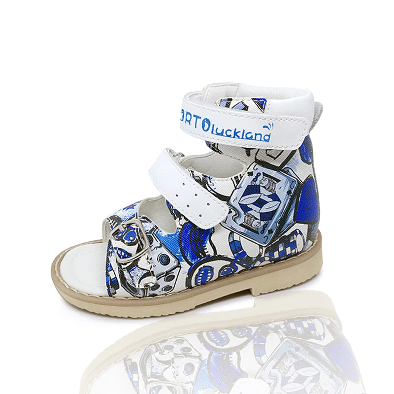 Ortoluckland Children Sandals Summer Orthopedic Buckle Strap Shoes Boys Printed Arch Support Flatfoot Footwear Size20 To32