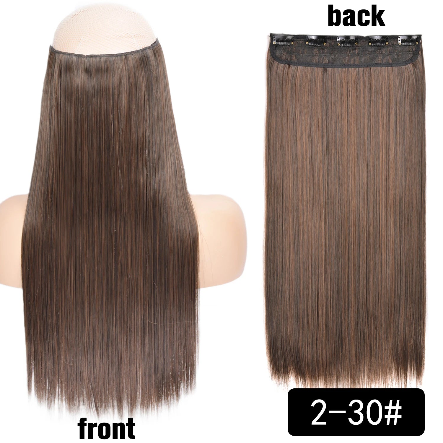 5 Clip-In Hair Extensions Long Straight One Piece Synthetic Heat-Resistant Fibre Hairpiece 22Inch Black Blonde Natural Hairstyle
