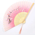 Chinese Bamboo Silk Hand Folding Fan Black