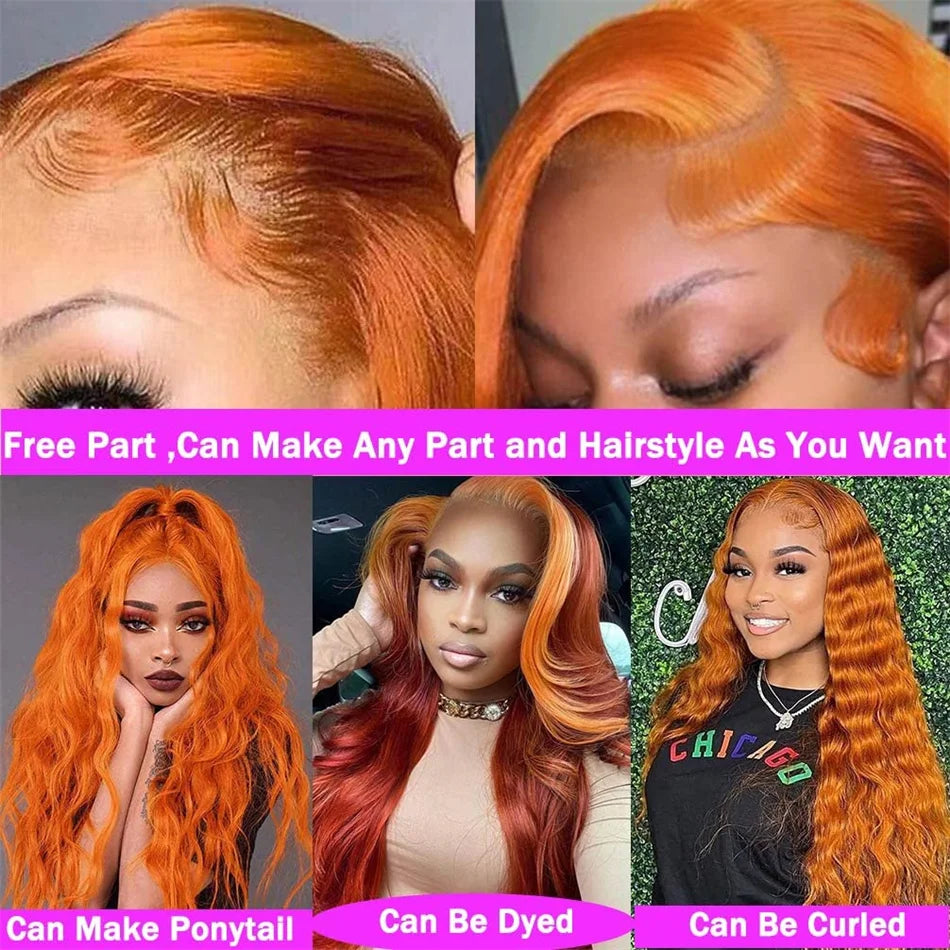 Orange Ginger Lace Front Wig 13x6 Body Wave