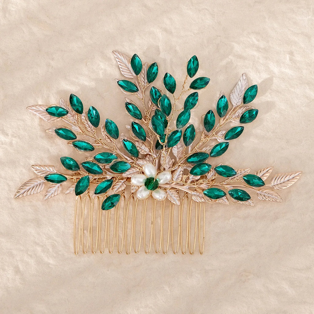 Bride Wedding Hair Comb Gold Flower Hairpin