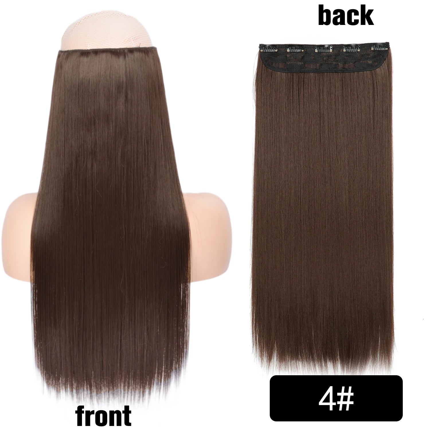 5 Clip-In Hair Extensions Long Straight One Piece Synthetic Heat-Resistant Fibre Hairpiece 22Inch Black Blonde Natural Hairstyle