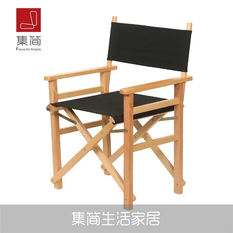 Versatile Solid Wood Director Chair Folding Canvas High Stool Multipurpose Office Chair Makeup Chair Portable Seat Comfortable