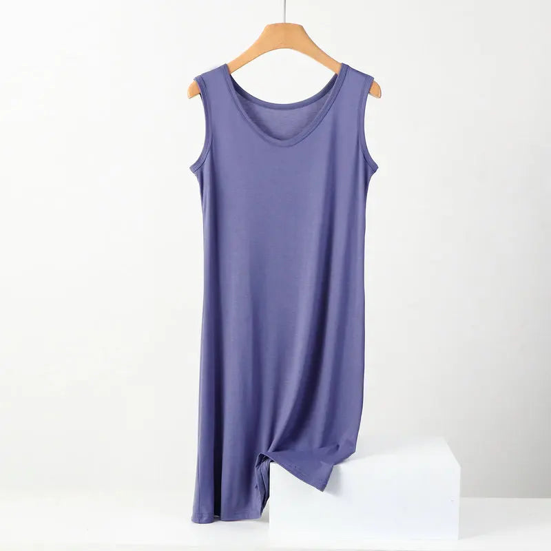 XL-8XL Summer Nightgowns Women New Cotton Sleeveless Nightshirt Plus Size Loose Ladies Nightdress Casual Homewear Sleep Dress